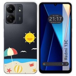 Funda Silicona Transparente para Xiaomi Redmi 13C diseño Playa Dibujos