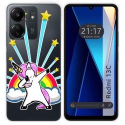 Funda Silicona Transparente para Xiaomi Redmi 13C diseño Unicornio Dibujos