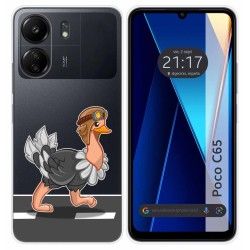 Funda Silicona Transparente para Xiaomi Poco C65 diseño Avestruz Dibujos