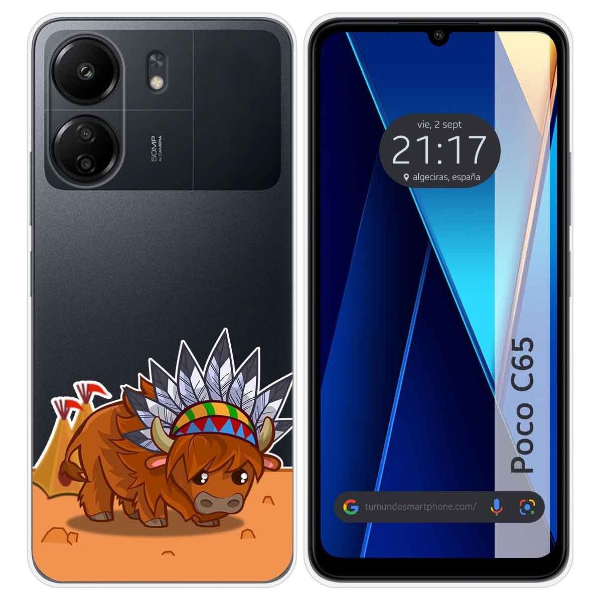 Funda Silicona Transparente para Xiaomi Poco C65 diseño Bufalo Dibujos
