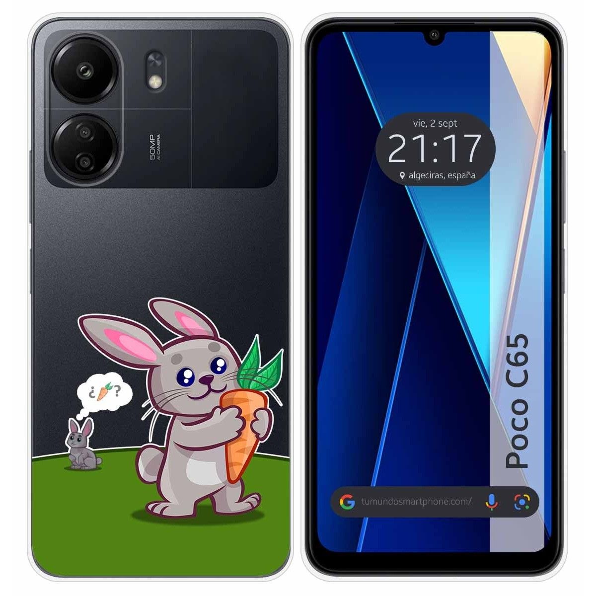 Funda Silicona Transparente para Xiaomi Poco C65 diseño Conejo Dibujos
