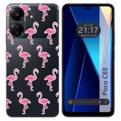 Funda Silicona Transparente para Xiaomi Poco C65 diseño Flamenco Dibujos