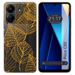 Funda Silicona Transparente para Xiaomi Poco C65 diseño Hojas Dibujos