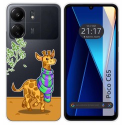 Funda Silicona Transparente para Xiaomi Poco C65 diseño Jirafa Dibujos