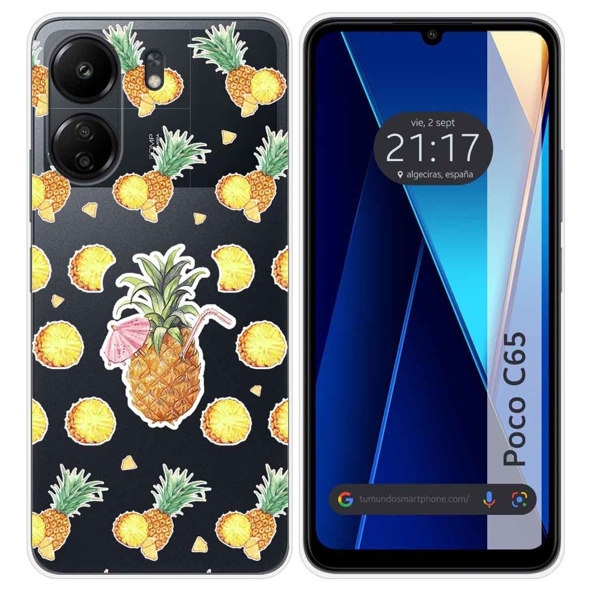 Funda Silicona Transparente para Xiaomi Poco C65 diseño Piña Dibujos