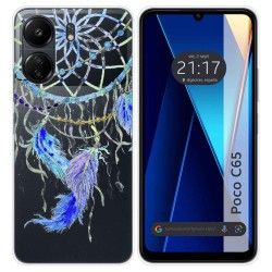Funda Silicona Transparente para Xiaomi Poco C65 diseño Plumas Dibujos