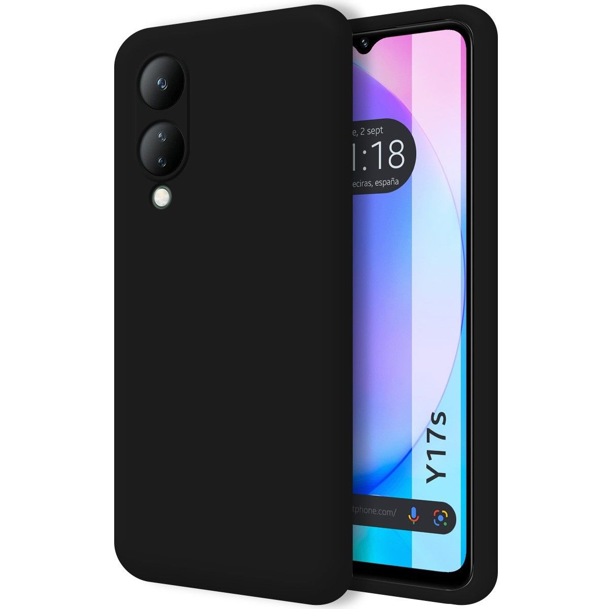 Funda Silicona Líquida Ultra Suave para Vivo Y17s color Negra