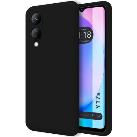 Funda Silicona Líquida Ultra Suave para Vivo Y17s color Negra