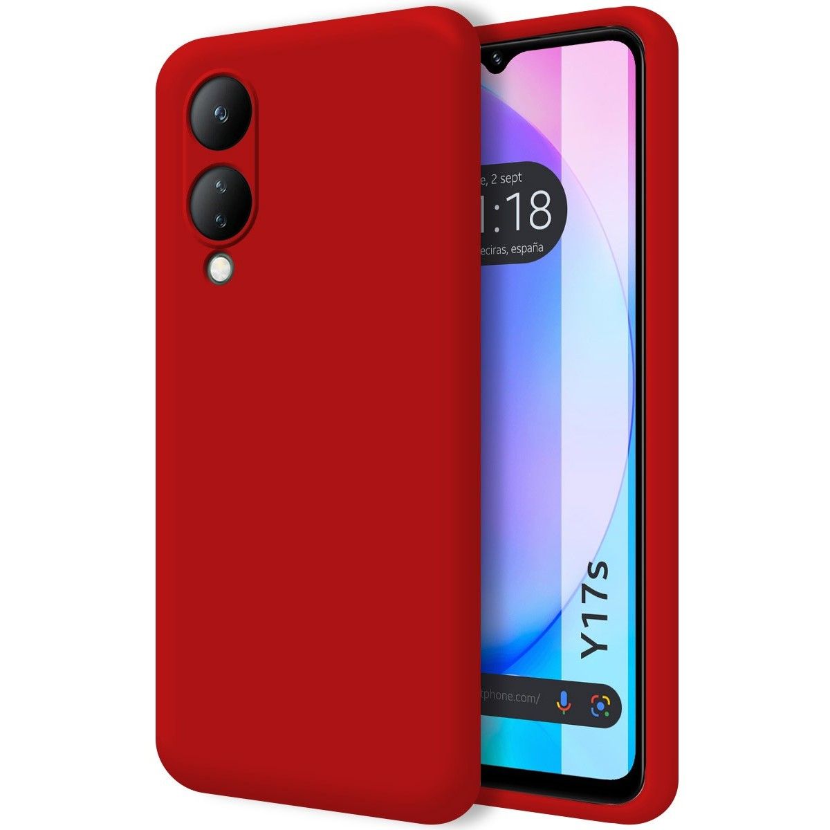 Funda Silicona Líquida Ultra Suave para Vivo Y17s color Roja