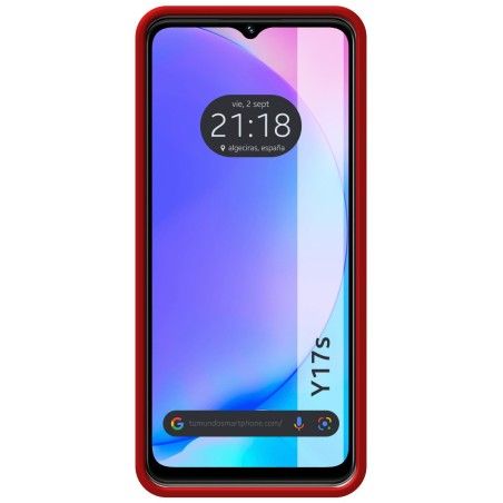 Funda Silicona Líquida Ultra Suave para Vivo Y17s color Roja