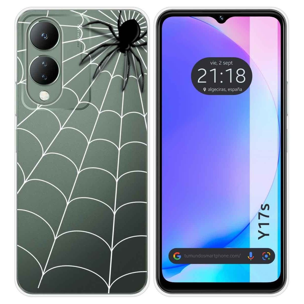 Funda Silicona Transparente para Vivo Y17s diseño Araña Dibujos