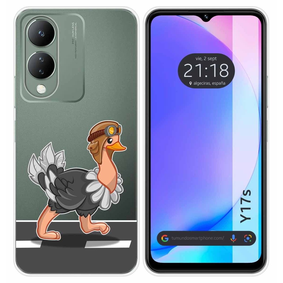 Funda Silicona Transparente para Vivo Y17s diseño Avestruz Dibujos