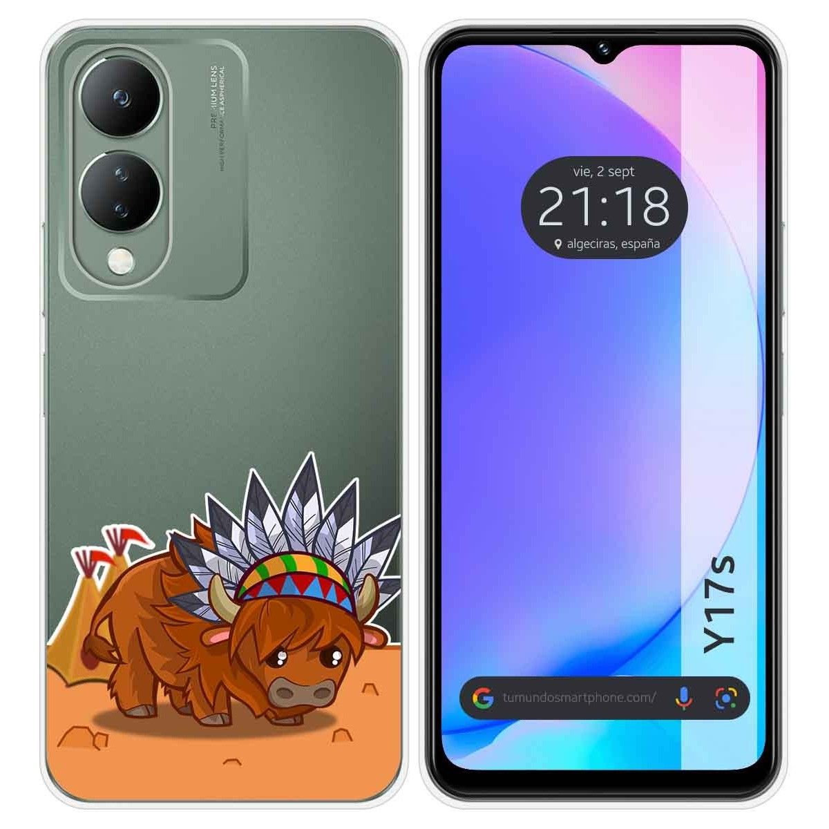 Funda Silicona Transparente para Vivo Y17s diseño Bufalo Dibujos