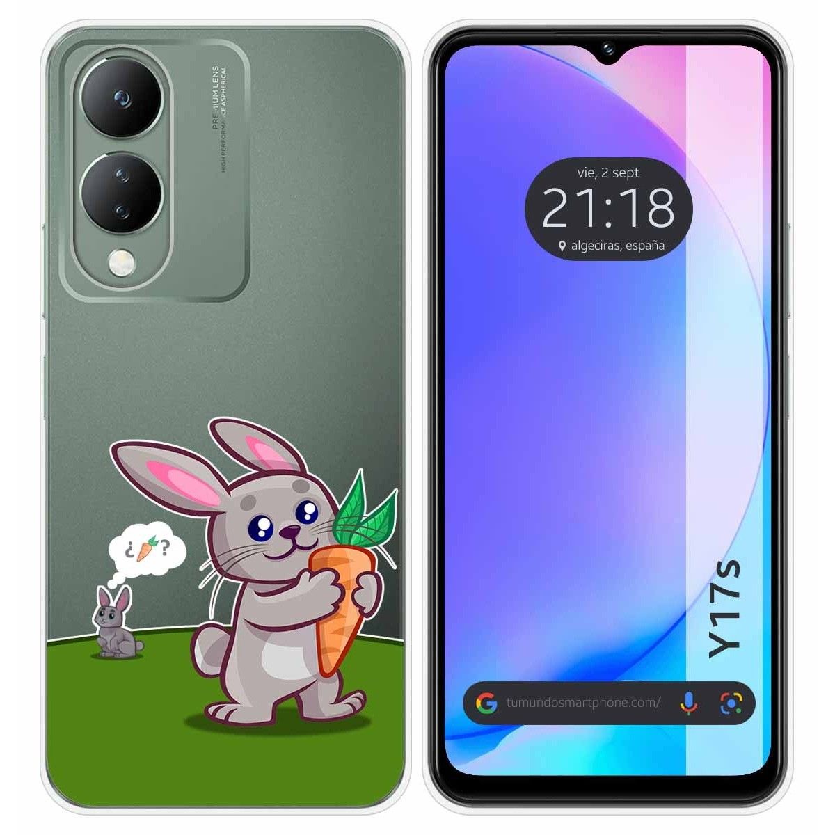 Funda Silicona Transparente para Vivo Y17s diseño Conejo Dibujos