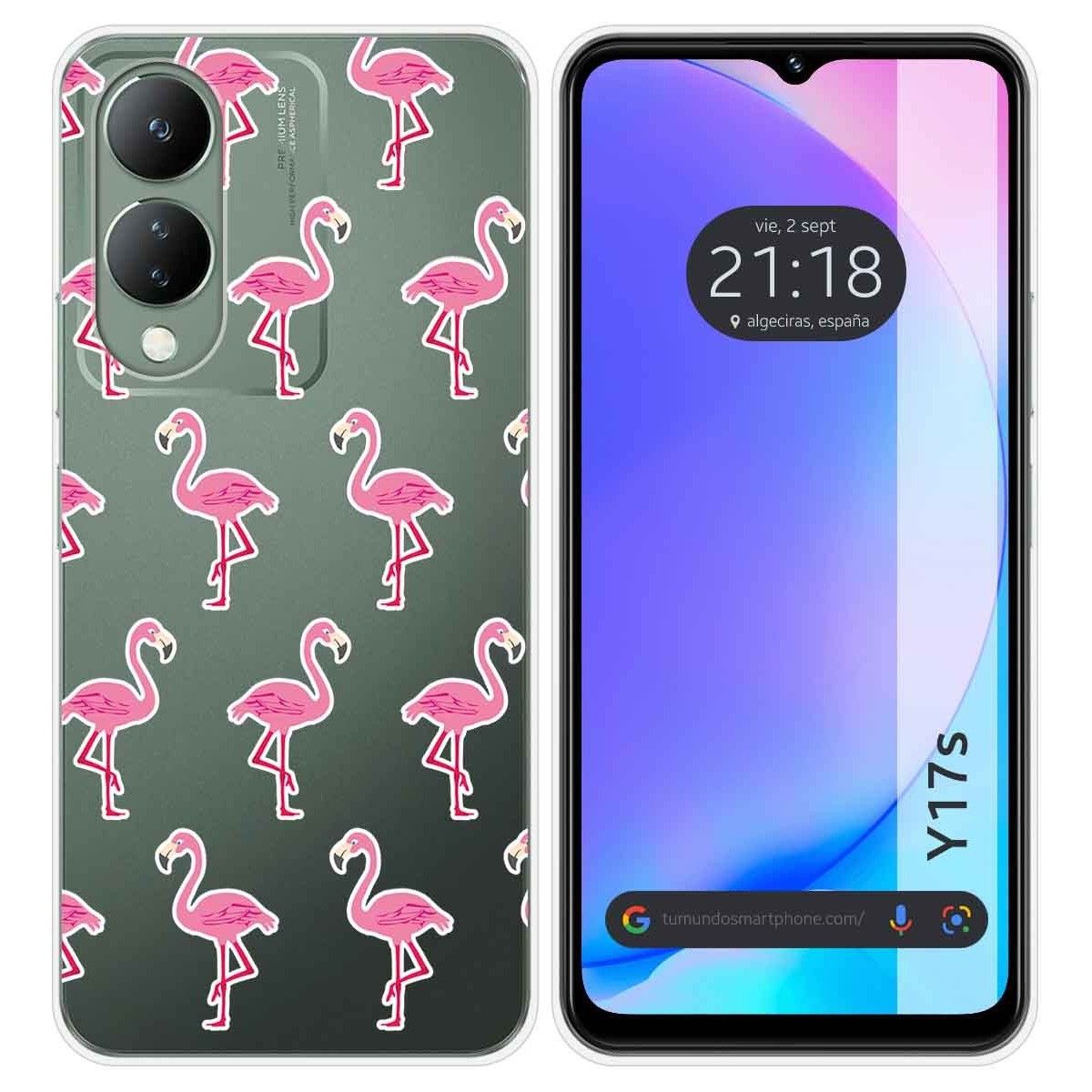 Funda Silicona Transparente para Vivo Y17s diseño Flamenco Dibujos