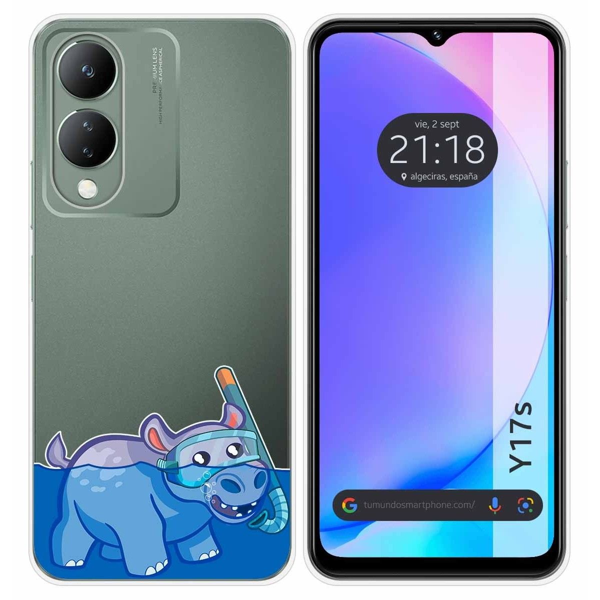 Funda Silicona Transparente para Vivo Y17s diseño Hipo Dibujos