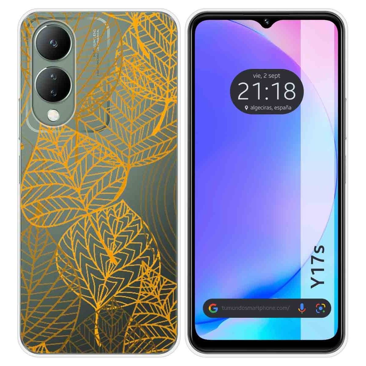 Funda Silicona Transparente para Vivo Y17s diseño Hojas Dibujos