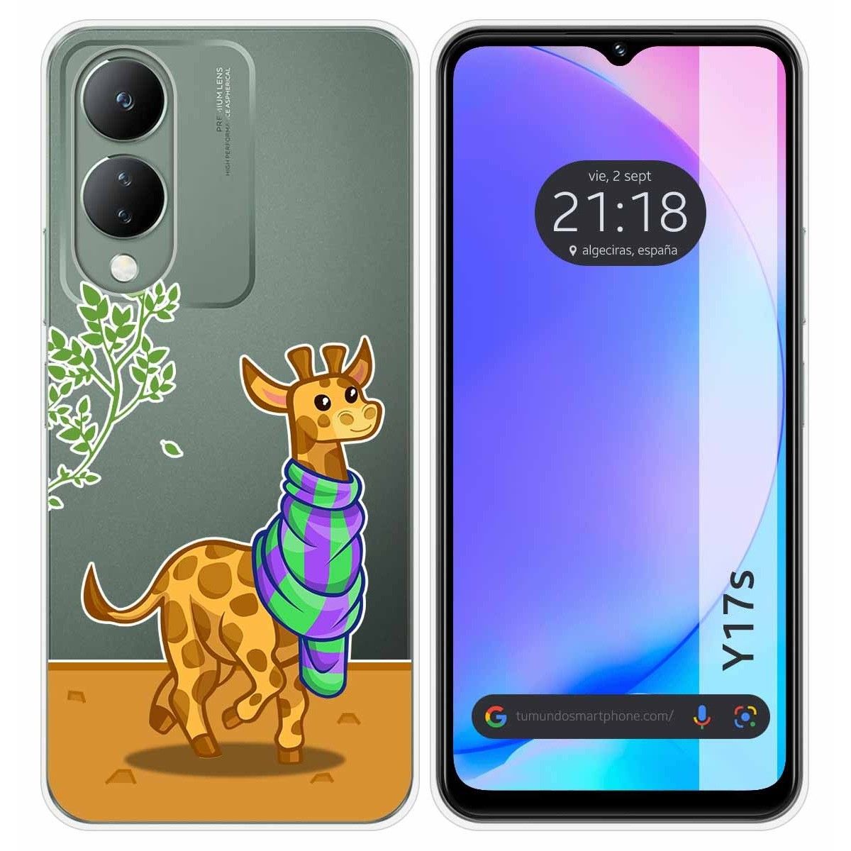 Funda Silicona Transparente para Vivo Y17s diseño Jirafa Dibujos