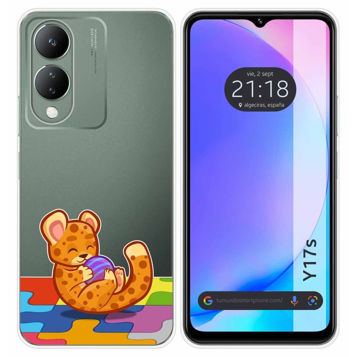 Funda Silicona Transparente para Vivo Y17s diseño Leopardo Dibujos