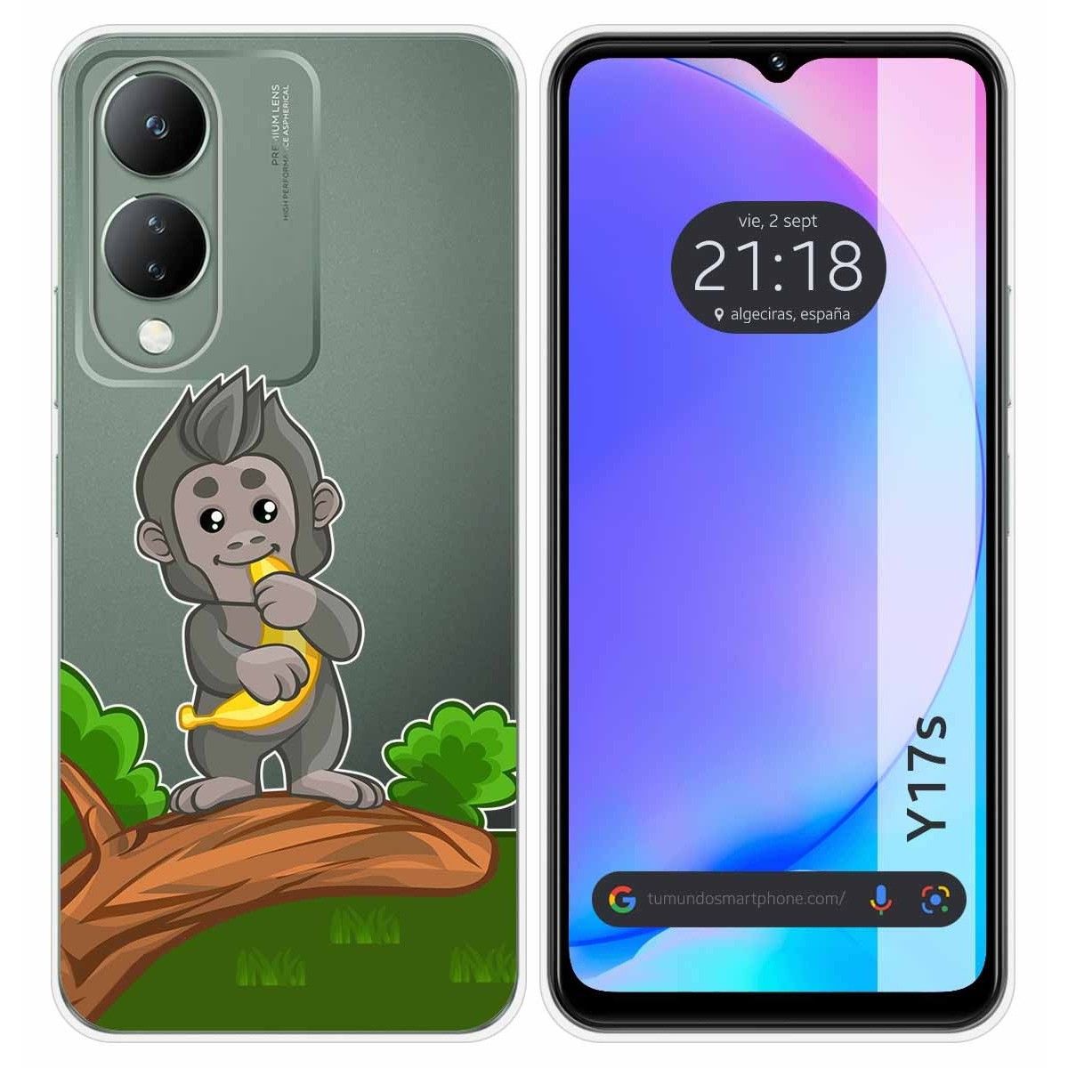 Funda Silicona Transparente para Vivo Y17s diseño Mono Dibujos