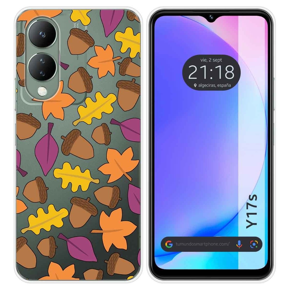 Funda Silicona Transparente para Vivo Y17s diseño Otoño Dibujos
