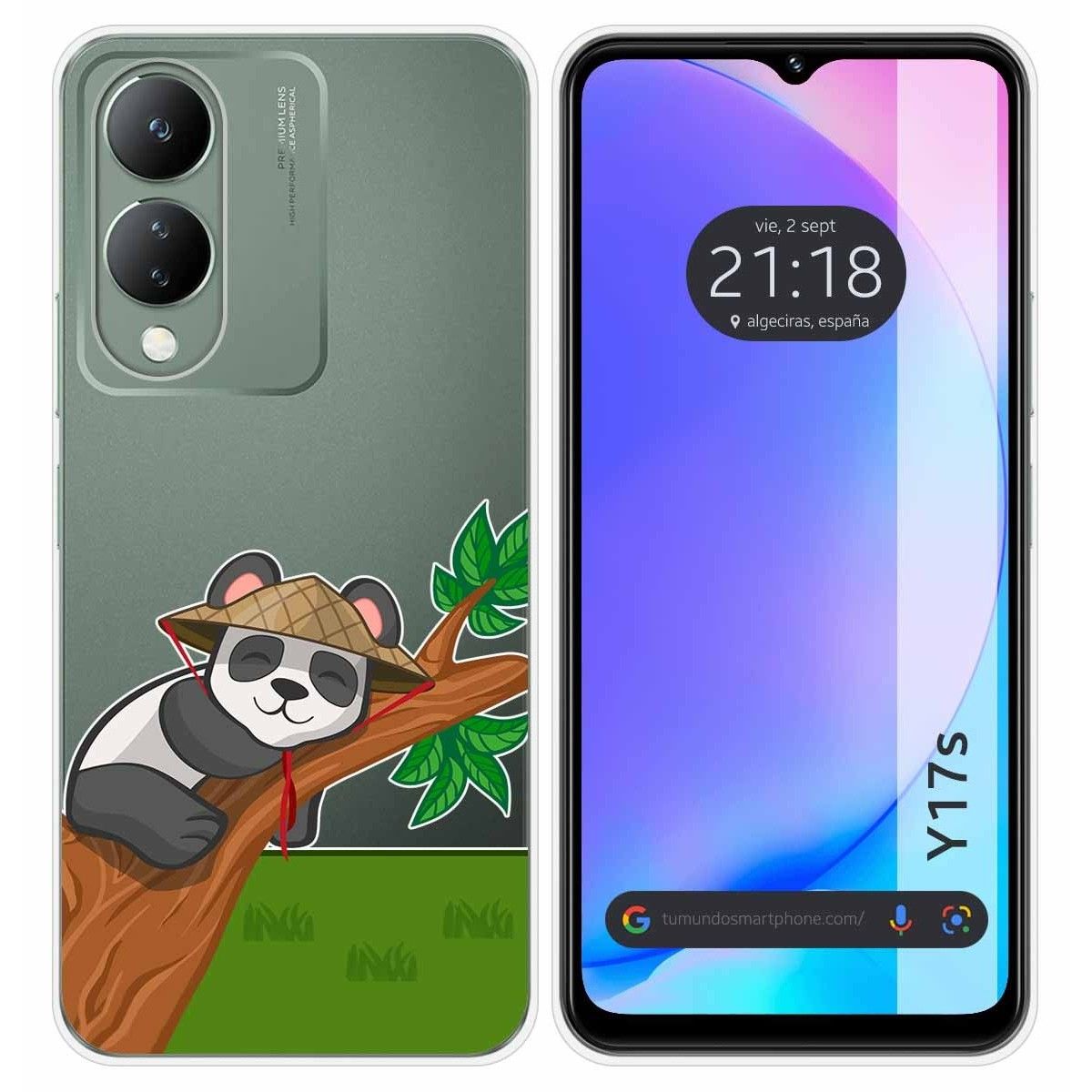 Funda Silicona Transparente para Vivo Y17s diseño Panda Dibujos