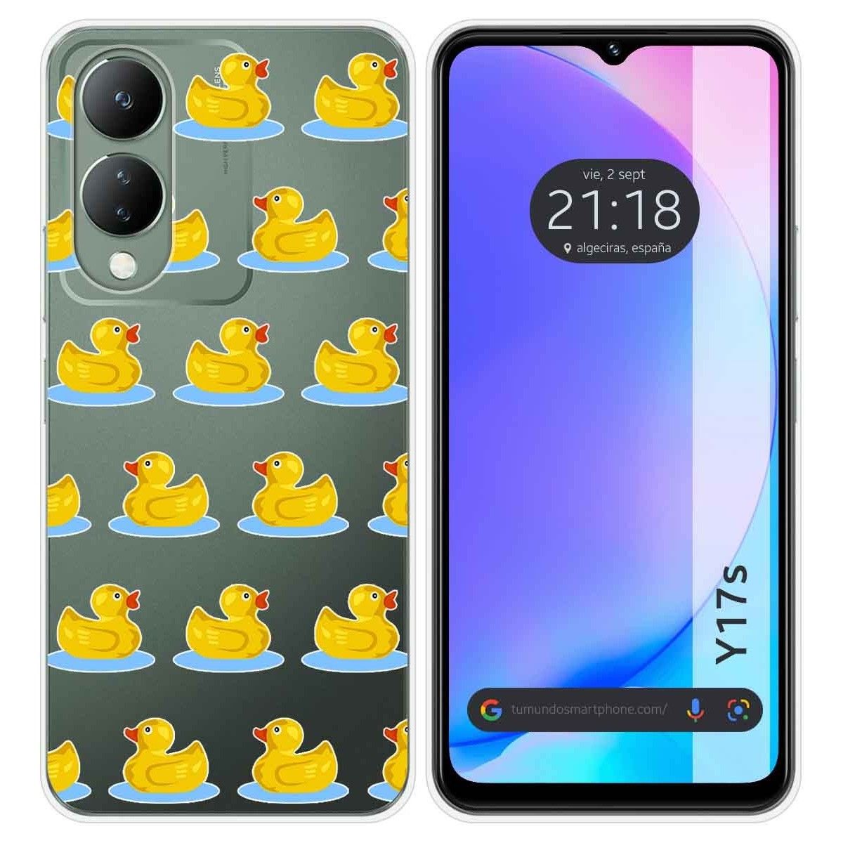 Funda Silicona Transparente para Vivo Y17s diseño Pato Dibujos