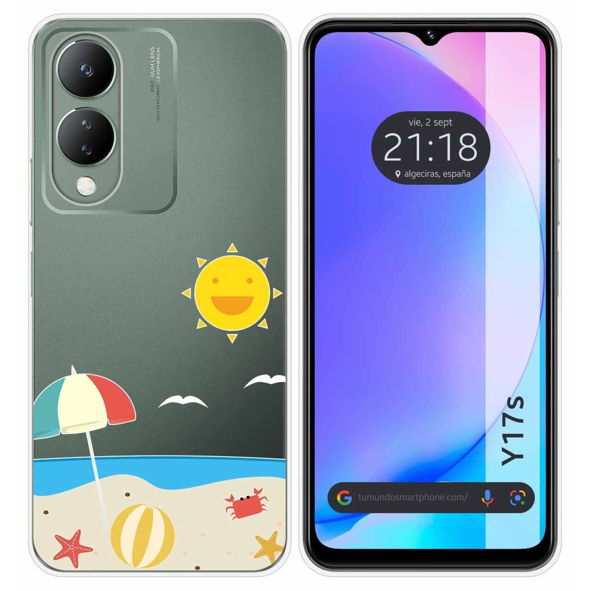 Funda Silicona Transparente para Vivo Y17s diseño Playa Dibujos
