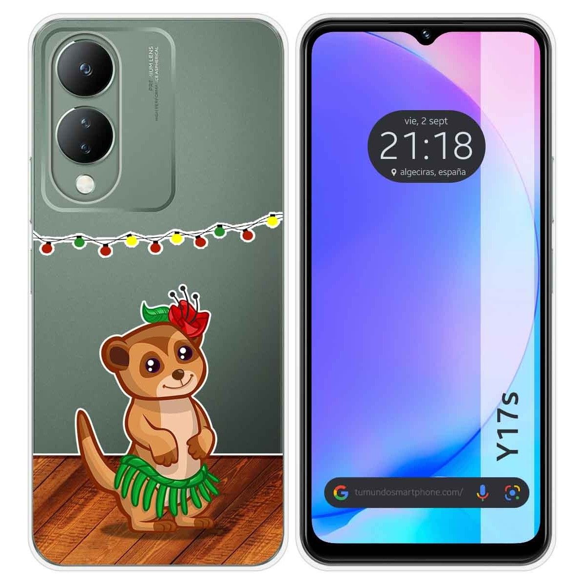 Funda Silicona Transparente para Vivo Y17s diseño Suricata Dibujos