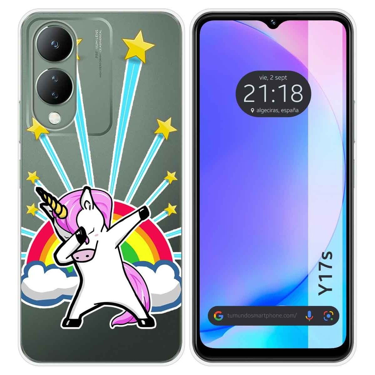 Funda Silicona Transparente para Vivo Y17s diseño Unicornio Dibujos