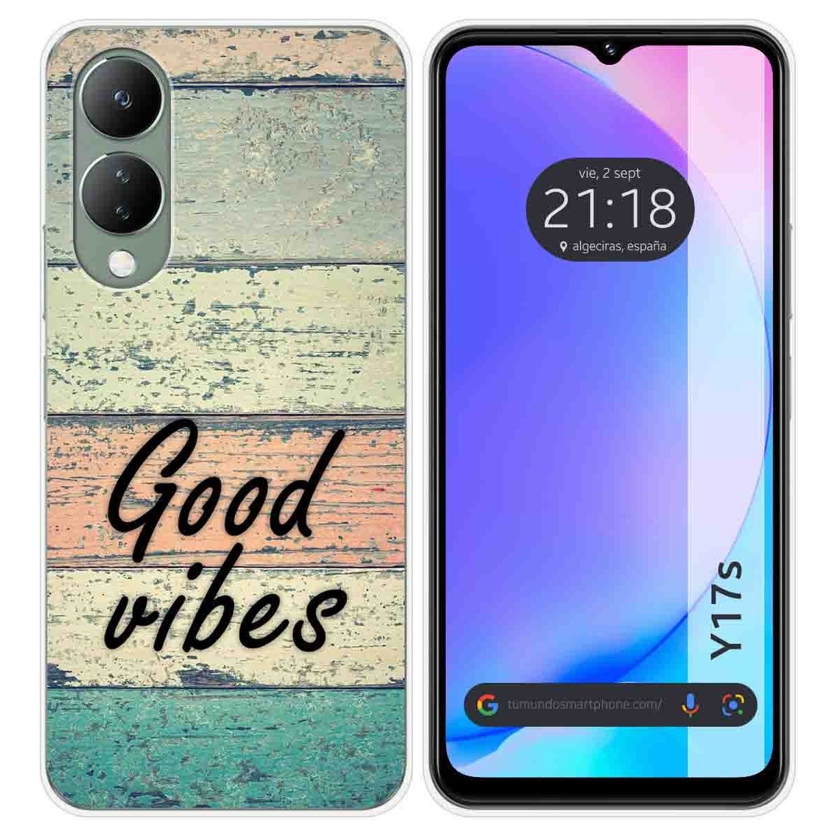 Funda Silicona para Vivo Y17s diseño Madera 01 Dibujos
