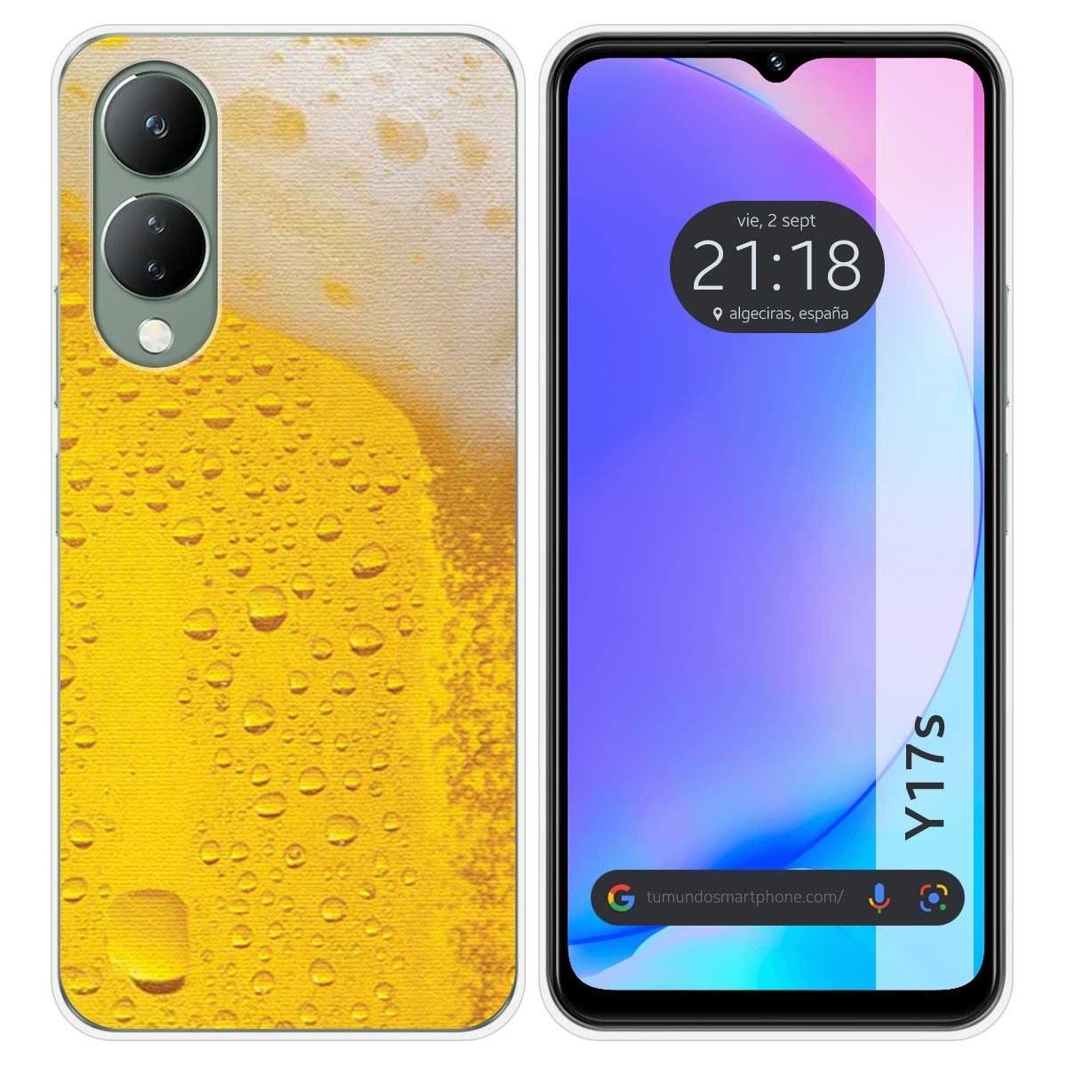 Funda Silicona para Vivo Y17s diseño Cerveza Dibujos