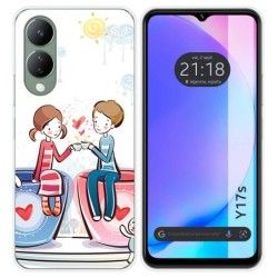 Funda Silicona para Vivo Y17s diseño Café Dibujos