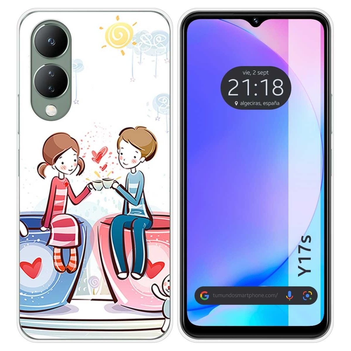 Funda Silicona para Vivo Y17s diseño Café Dibujos