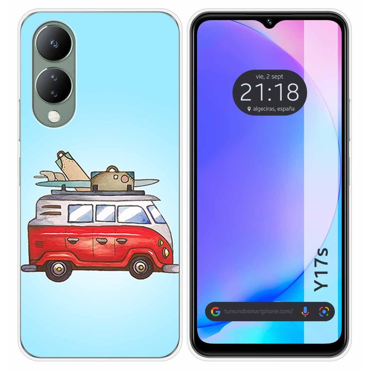 Funda Silicona para Vivo Y17s diseño Furgoneta Dibujos