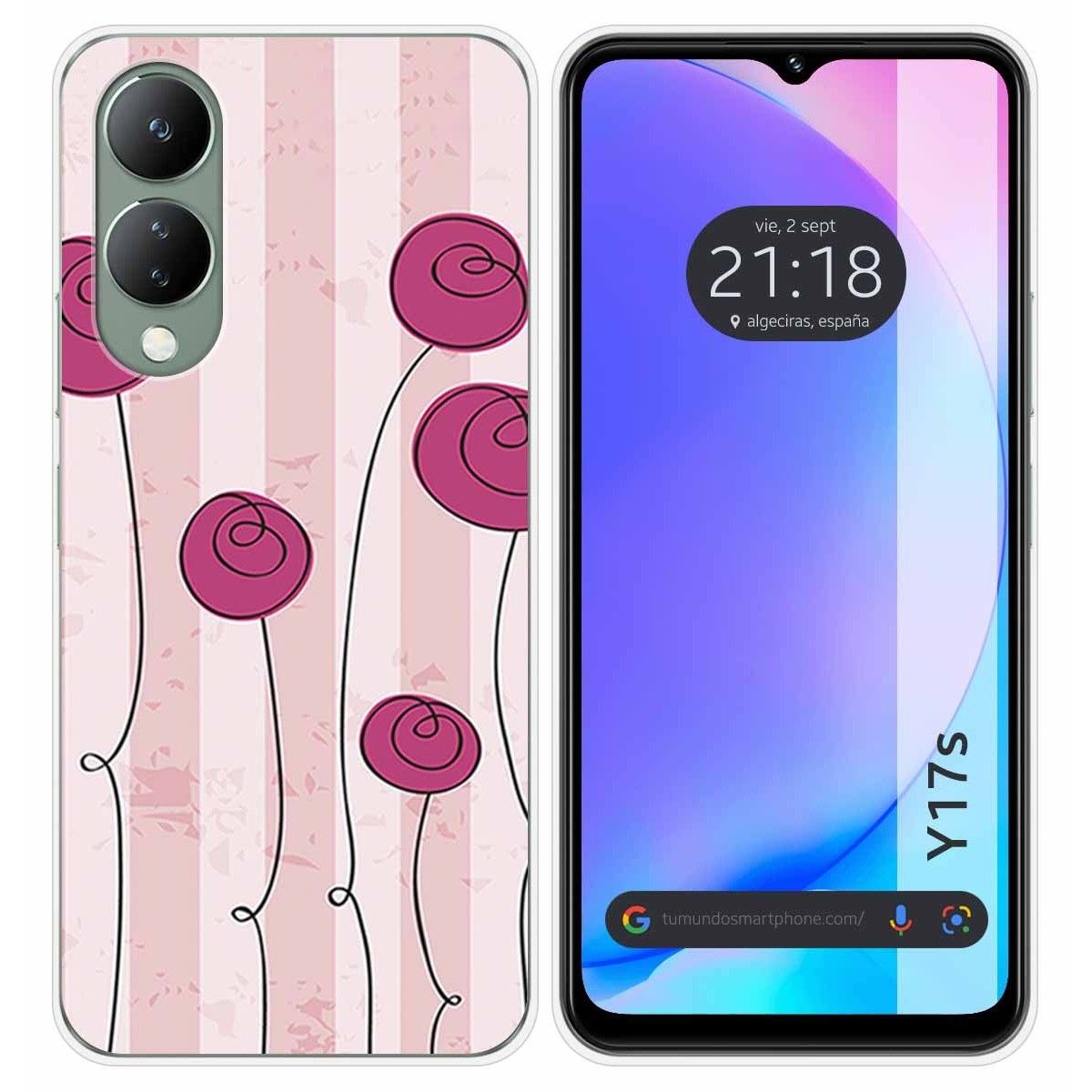 Funda Silicona para Vivo Y17s diseño Flores Vintage Dibujos