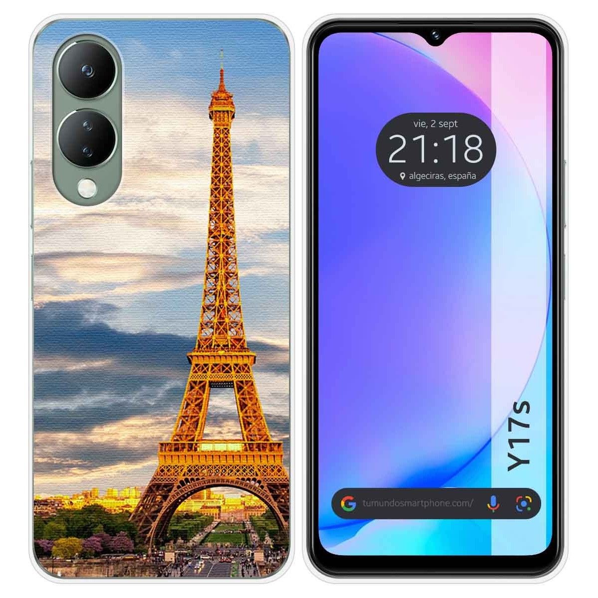 Funda Silicona para Vivo Y17s diseño Paris Dibujos