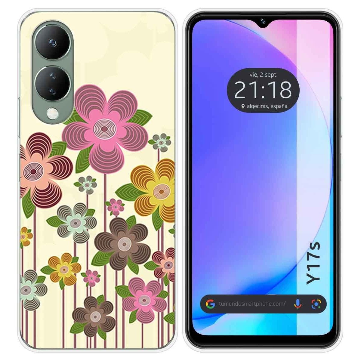 Funda Silicona para Vivo Y17s diseño Primavera En Flor Dibujos