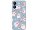 Funda Silicona Líquida Azul para Vivo Y17s diseño Cerdos Dibujos