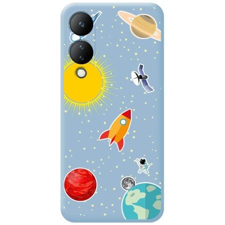 Funda Silicona Líquida Azul para Vivo Y17s diseño Espacio Dibujos