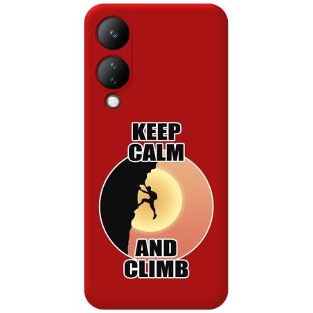 Funda Silicona Líquida Roja para Vivo Y17s diseño Hombre Escalada Dibujos