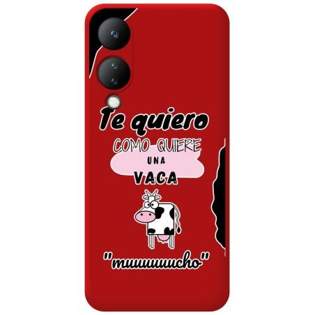 Funda Silicona Líquida Roja para Vivo Y17s diseño Vaca Dibujos