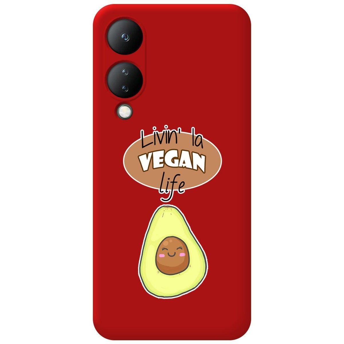 Funda Silicona Líquida Roja para Vivo Y17s diseño Vegan Life Dibujos