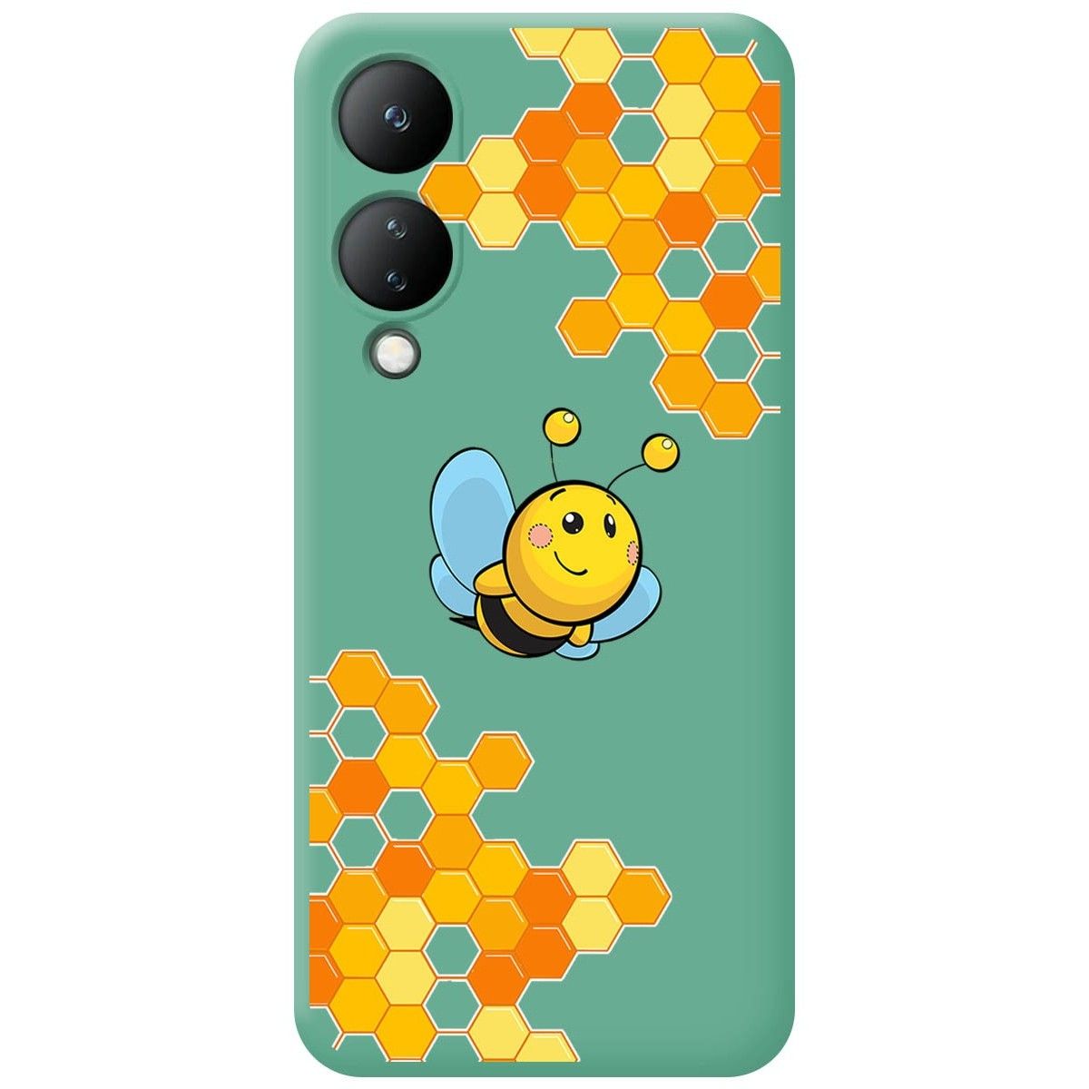 Funda Silicona Líquida Verde para Vivo Y17s diseño Abeja Dibujos