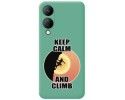 Funda Silicona Líquida Verde para Vivo Y17s diseño Mujer Escalada Dibujos