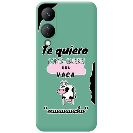 Funda Silicona Líquida Verde para Vivo Y17s diseño Vaca Dibujos