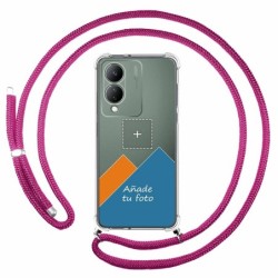 Personaliza tu Funda Colgante Transparente para Vivo Y17s con Cordon Rosa Fucsia Dibujo Personalizada
