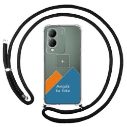 Personaliza tu Funda Colgante Transparente para Vivo Y17s con Cordon Negro Dibujo Personalizada