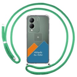 Personaliza tu Funda Colgante Transparente para Vivo Y17s con Cordon Verde Agua Dibujo Personalizada