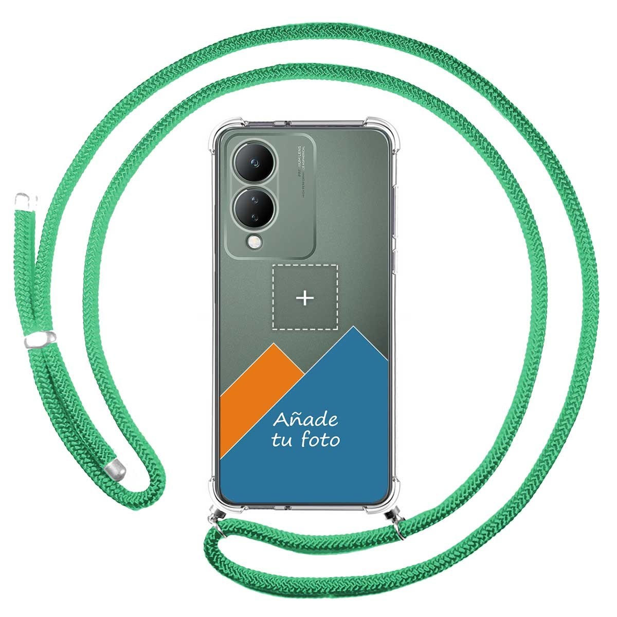 Personaliza tu Funda Colgante Transparente para Vivo Y17s con Cordon Verde Agua Dibujo Personalizada